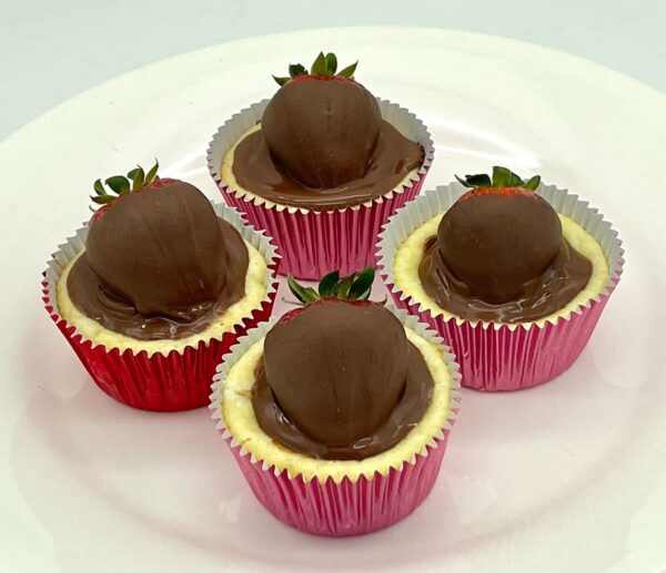 Mini Chocolate Covered Strawberry Cheesecakes